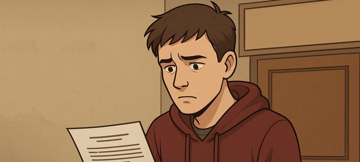 Сумны хлопец атрымаў дакумент