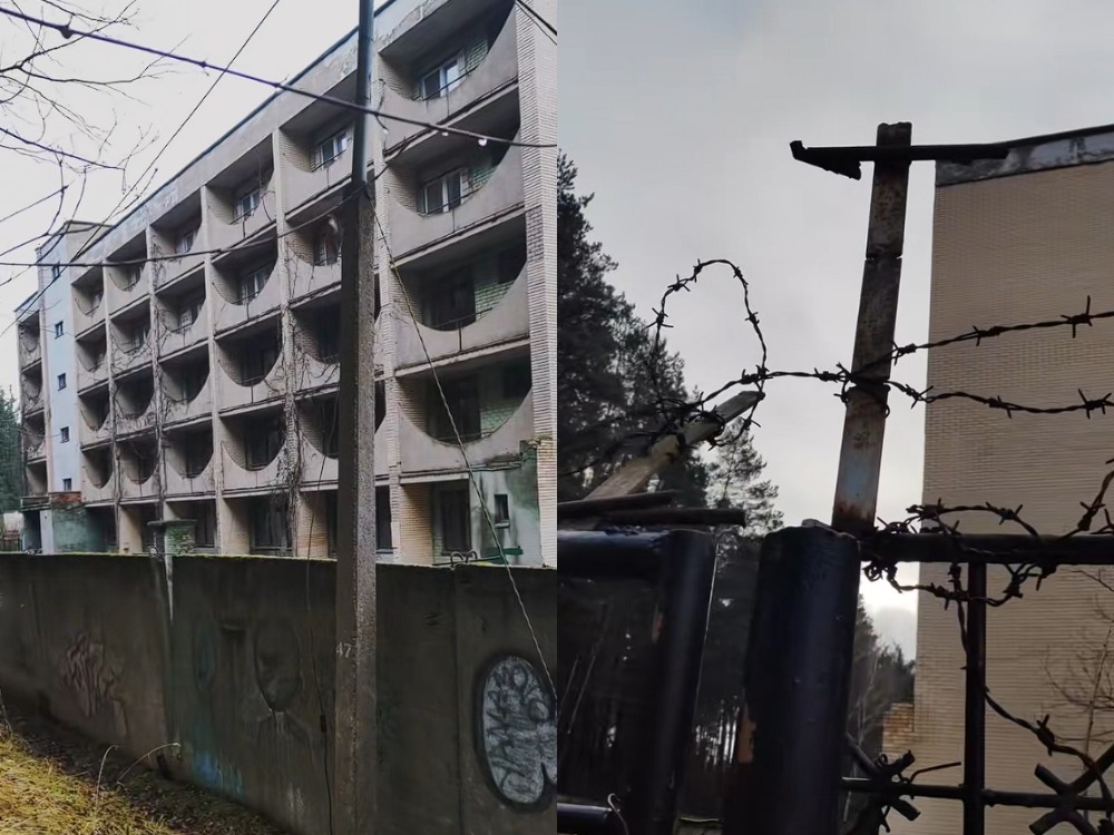 заброшенное здание с проволокой