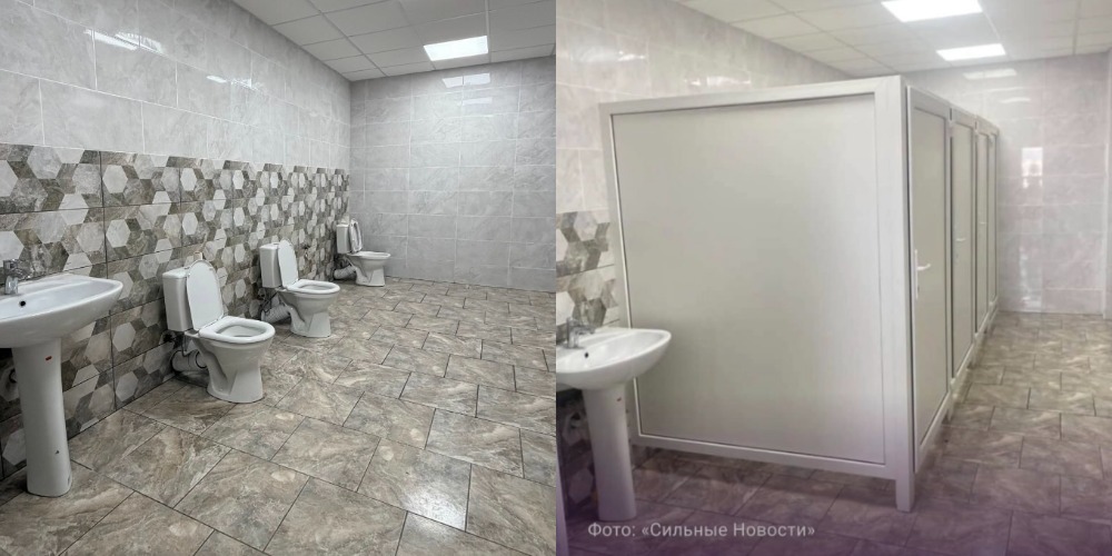 туалет с кабинками и без