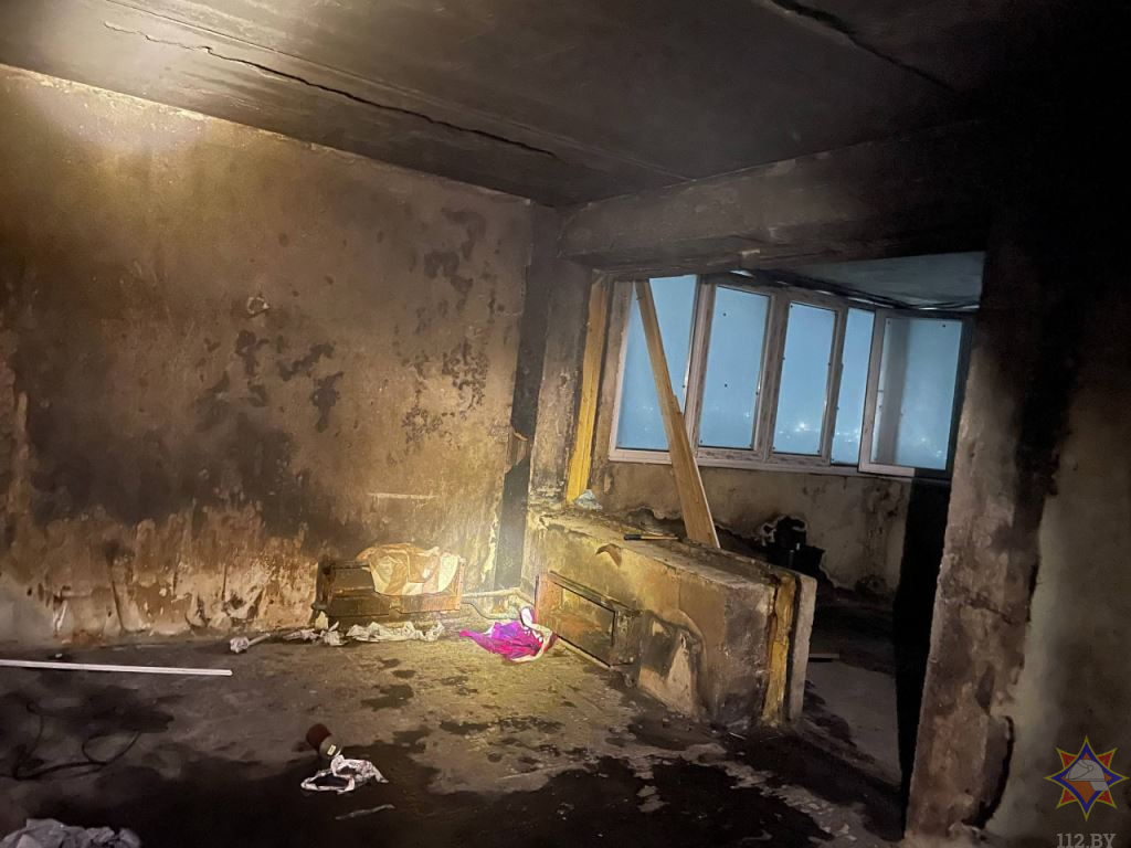 Сгоревшая квартира на Московской в Бресте.