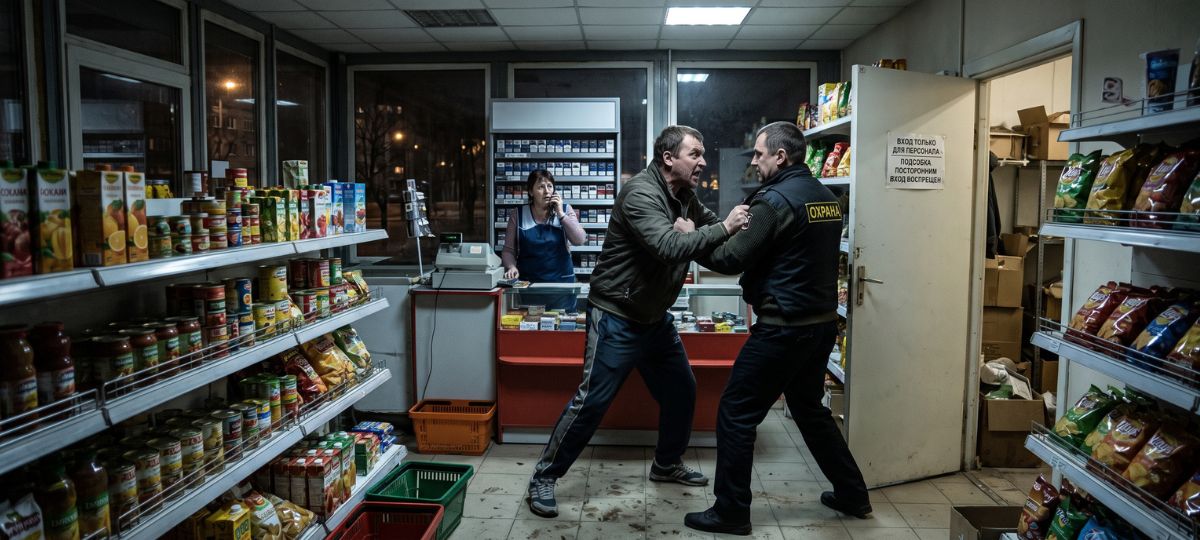 Покупатель напал на охранника